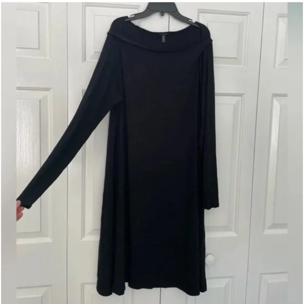 Eileen Fisher black dress with square neckline size L - Picture 1 of 5